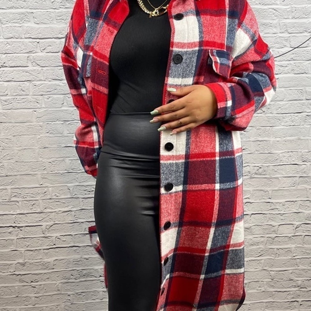 Unishe Plaid Red Shacket‎